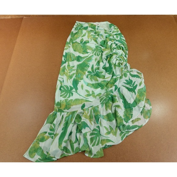 vestique Dresses & Skirts - Vestique Womens Size Small Green Leaf Print Ruffle Aruba Midi Skirt NWT